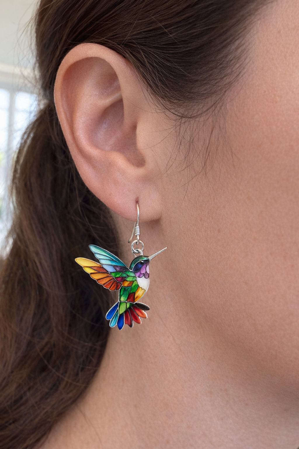 Vivid Hummingbird Drop Earrings