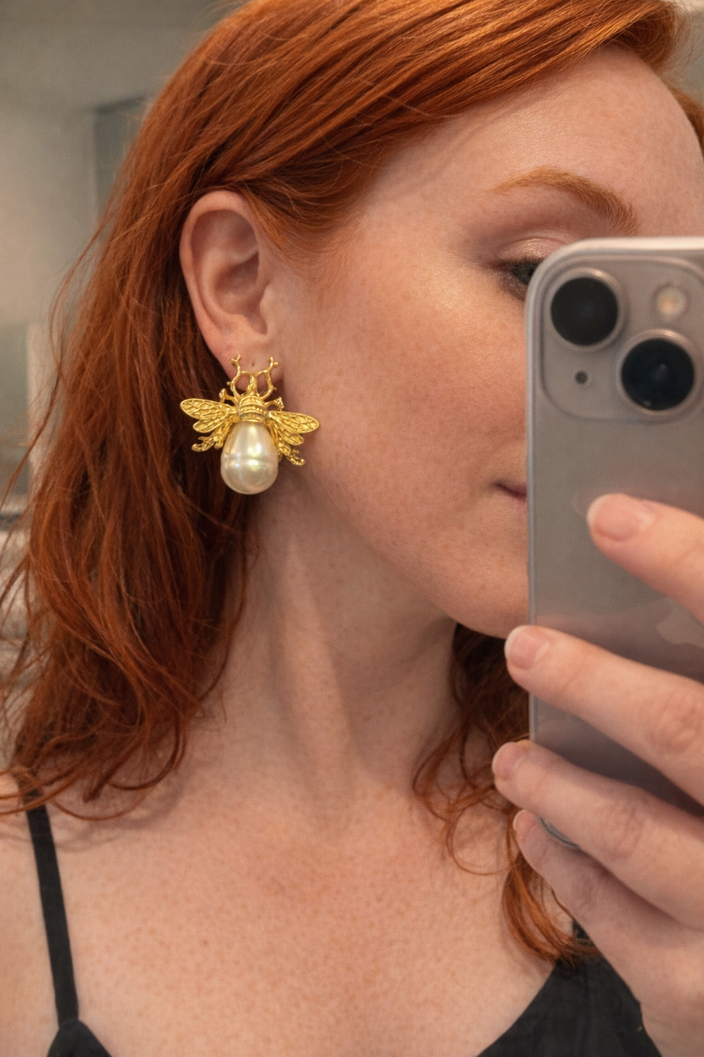 Honeybee Pearl Drop Earrings