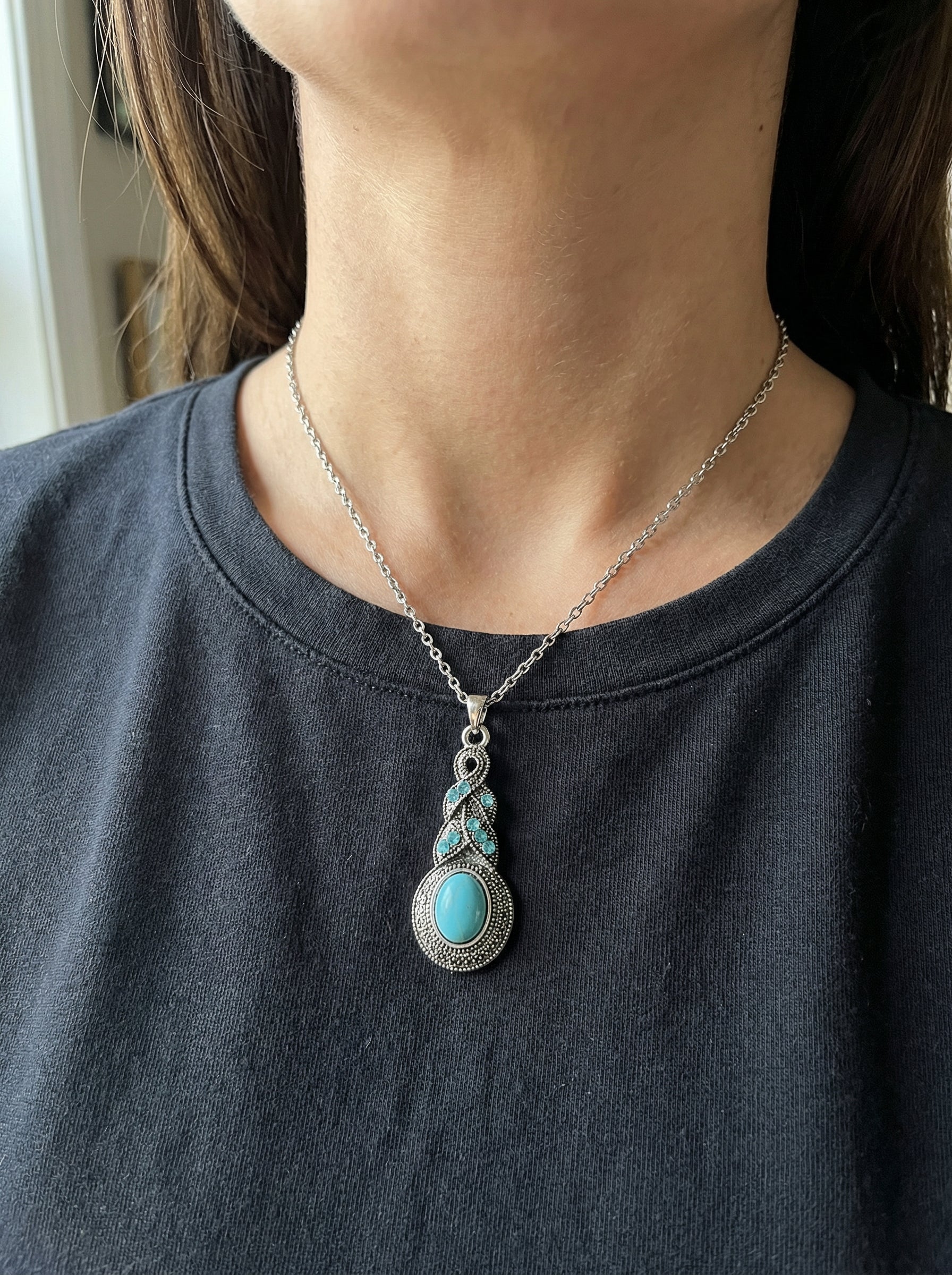 Azure Crystal Pendant Set