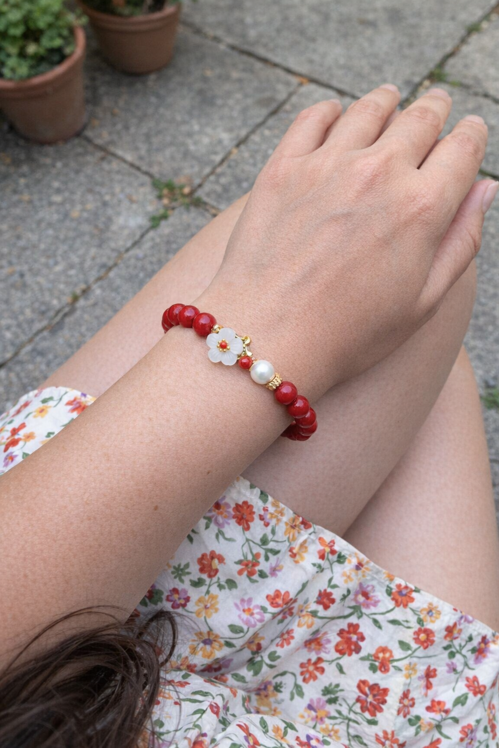 Cherry Blossom Beaded Bracelet