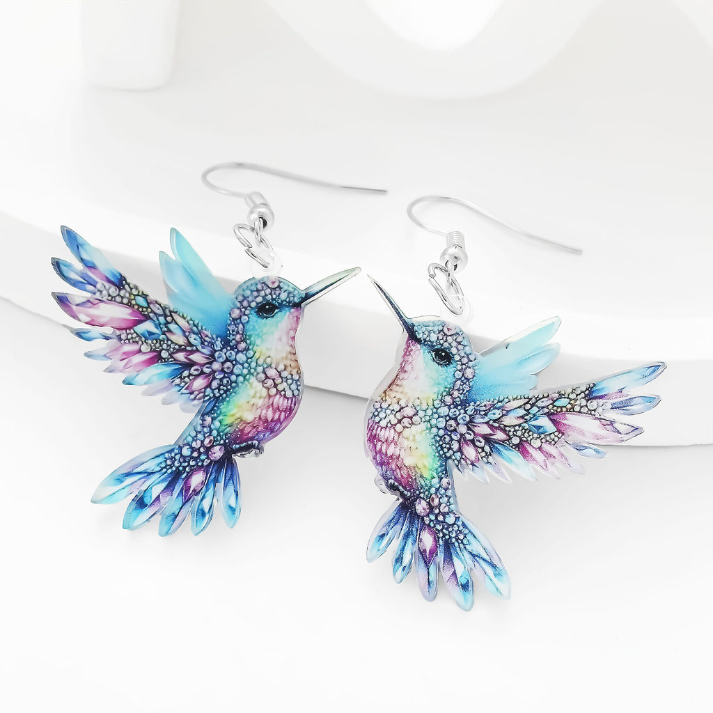 Vivid Hummingbird Drop Earrings