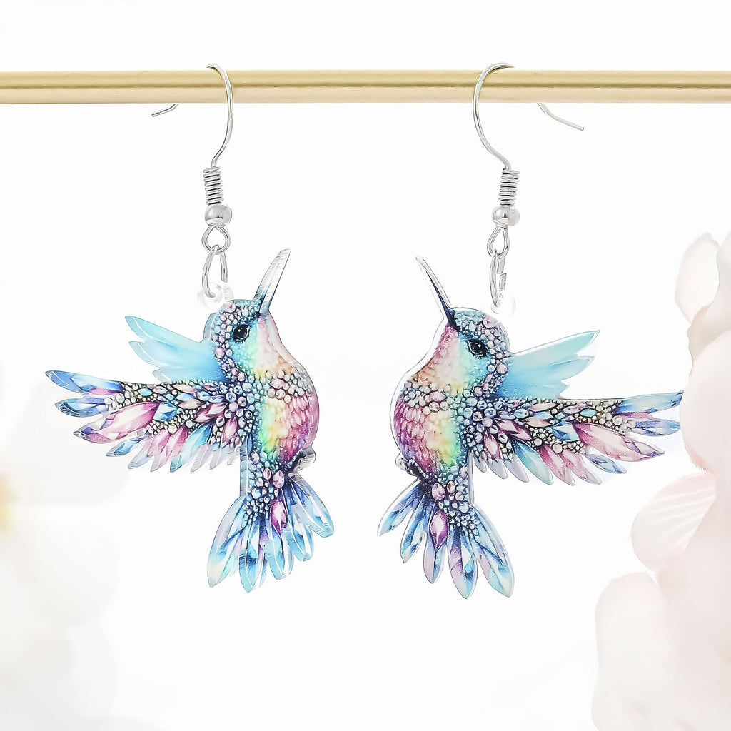 Vivid Hummingbird Drop Earrings
