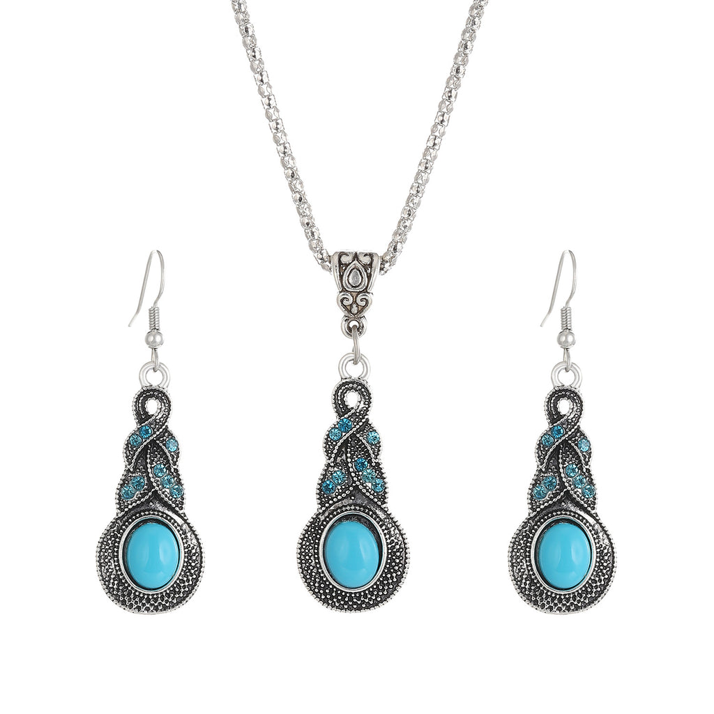 Azure Crystal Pendant Set