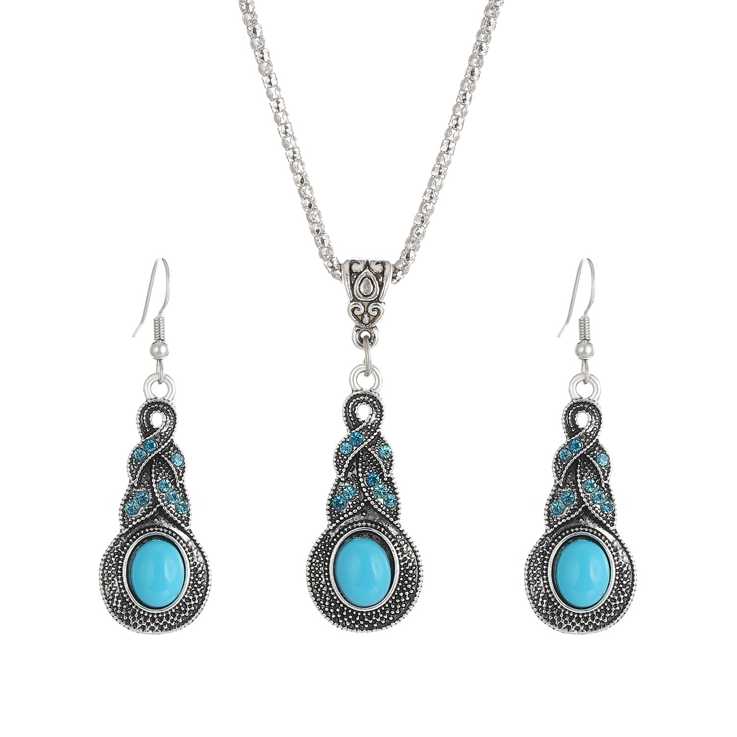 Azure Crystal Pendant Set