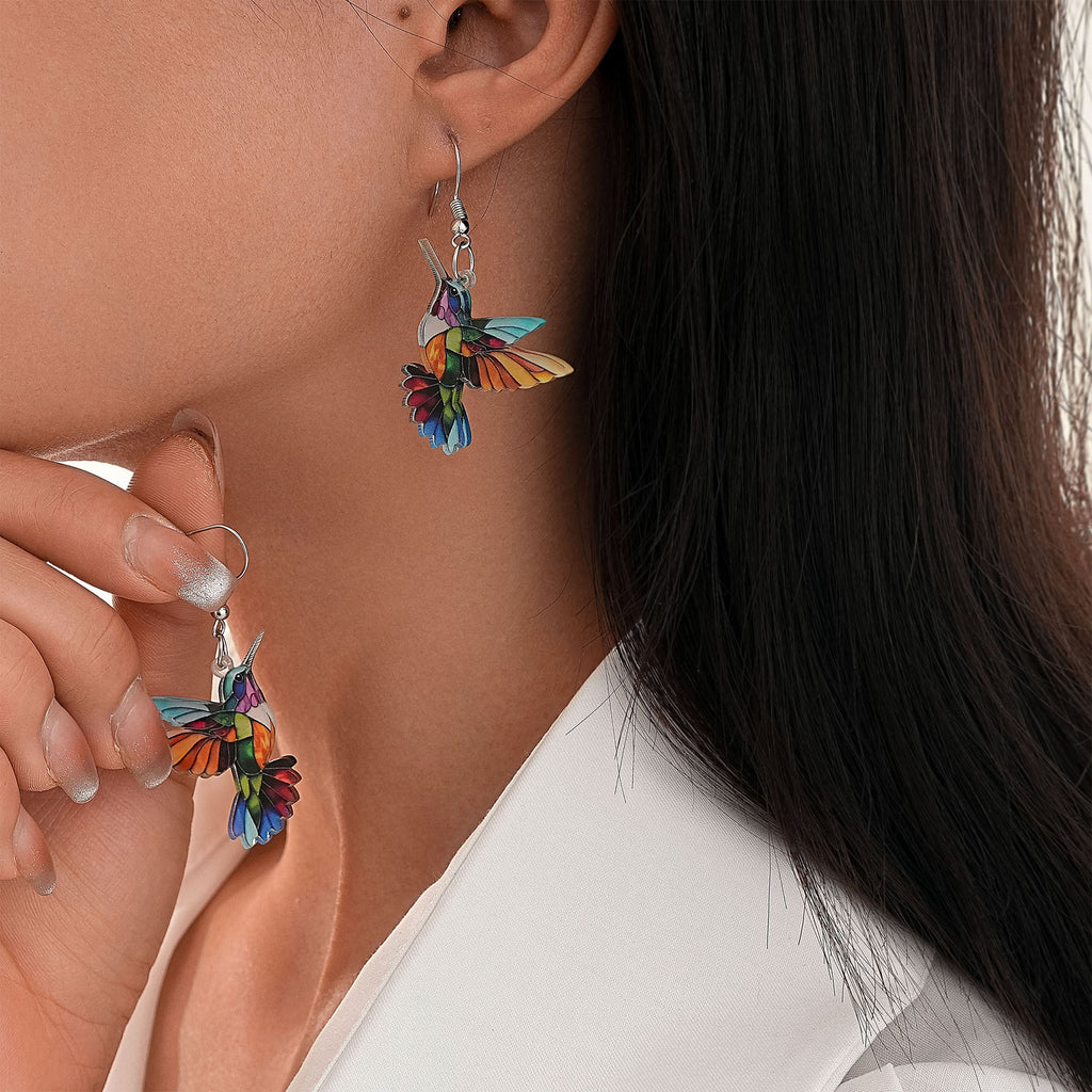 Vivid Hummingbird Drop Earrings