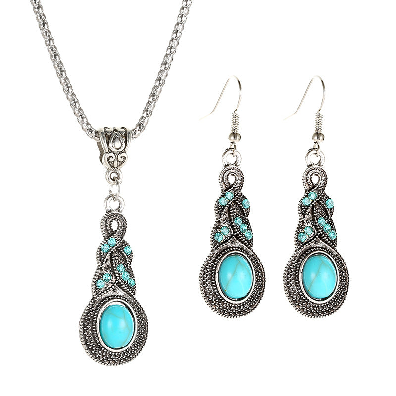 Azure Crystal Pendant Set