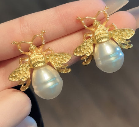 Honeybee Pearl Drop Earrings