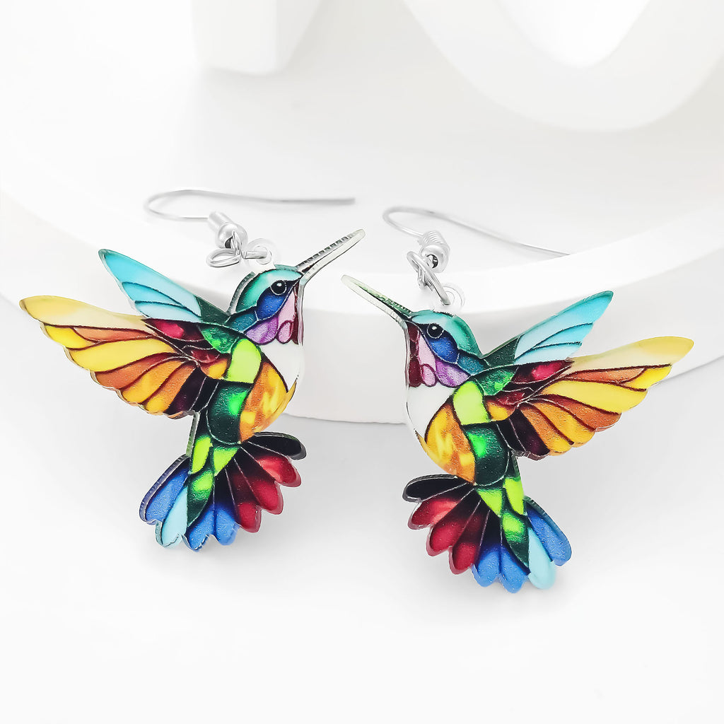 Vivid Hummingbird Drop Earrings