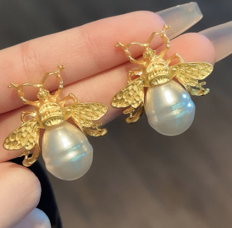 Honeybee Pearl Drop Earrings